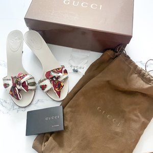AUTHENTIC GUCCI SANDAL PELLE S CUOIO LIFFORD TWILL